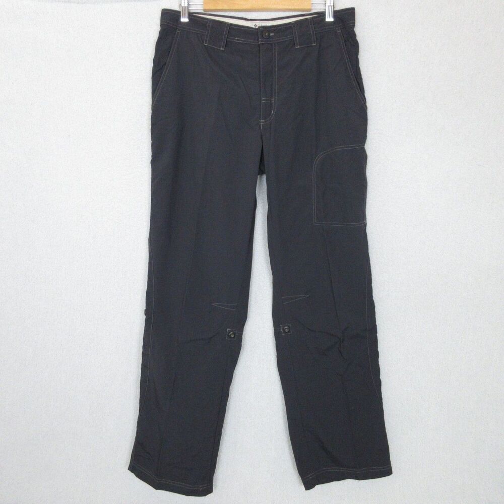 Columbia Field Gear Pants Mens 36x32 Black Cargo Outdoor Hiking Flap Pockets